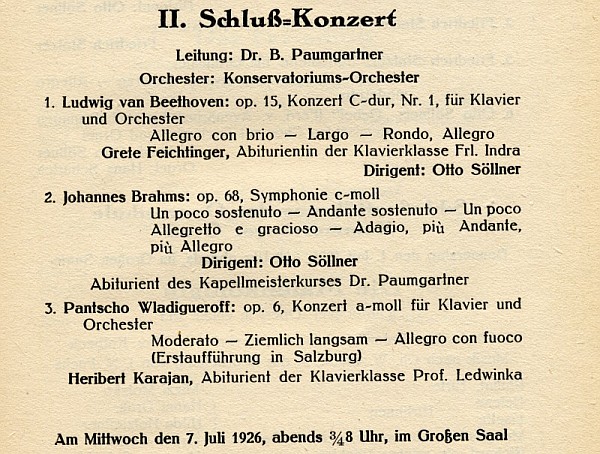 Programm Schlusskonzert 7.7.1926
